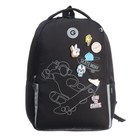 Рюкзак школьный, 38 х 29 х 16 см, Grizzly, эргономичная спинка, чёрный - Фото 3