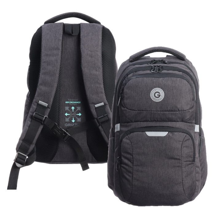 Рюкзак молодёжный 41 х 27 х 17 см, Grizzly, эргономичная спинка, отделение для ноутбука, серый - Фото 1