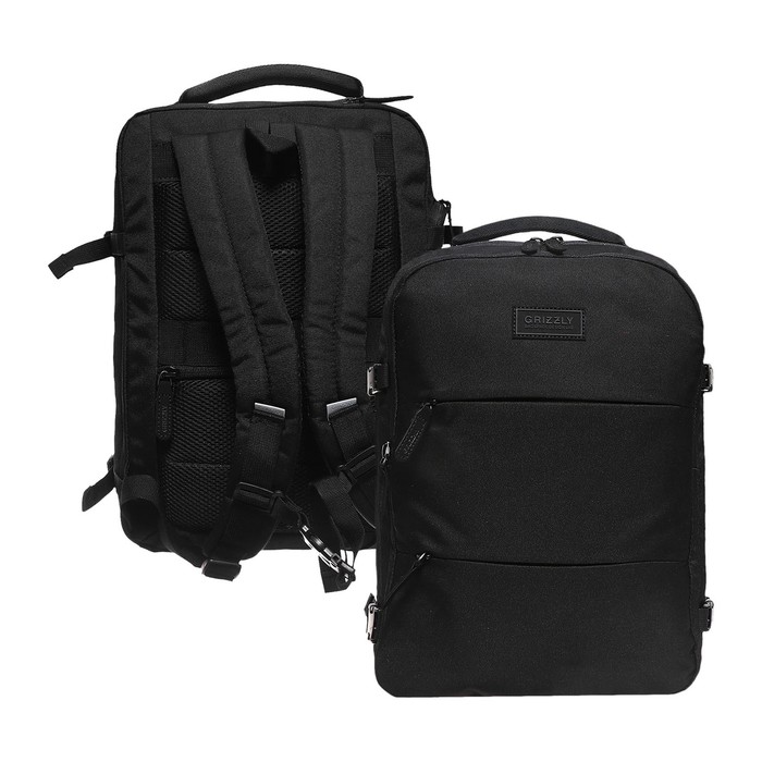 Рюкзак молодёжный 42 х 29 х 16 см, Grizzly, эргономичная спинка, отделение для ноутбука, чёрный - Фото 1