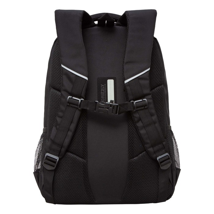Рюкзак молодёжный 45 х 32 х 23 см, Grizzly, эргономичная спинка, чёрный/синий
