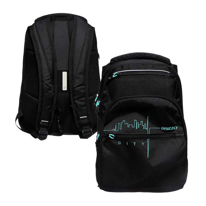 Рюкзак молодёжный 43 х 31 х 20 см, Grizzly, эргономичная спинка, отделение для ноутбука, чёрный - Фото 1