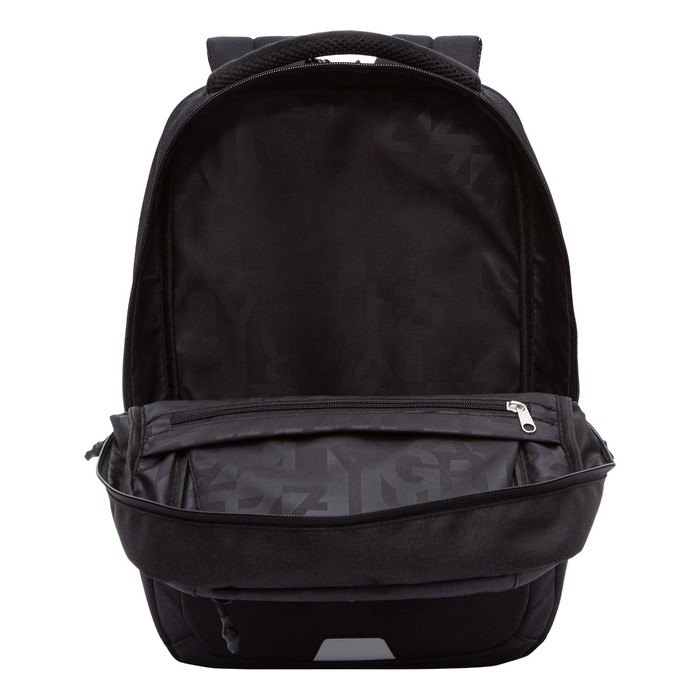 Рюкзак молодёжный 41,5 х 29 х 18 см, Grizzly, эргономичная спинка, отделение для ноутбука, чёрный