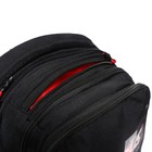 Рюкзак молодёжный 42 х 31 х 22 см, Grizzly, эргономичная спинка, отделение для ноутбука, чёрный/красный - фото 9854516