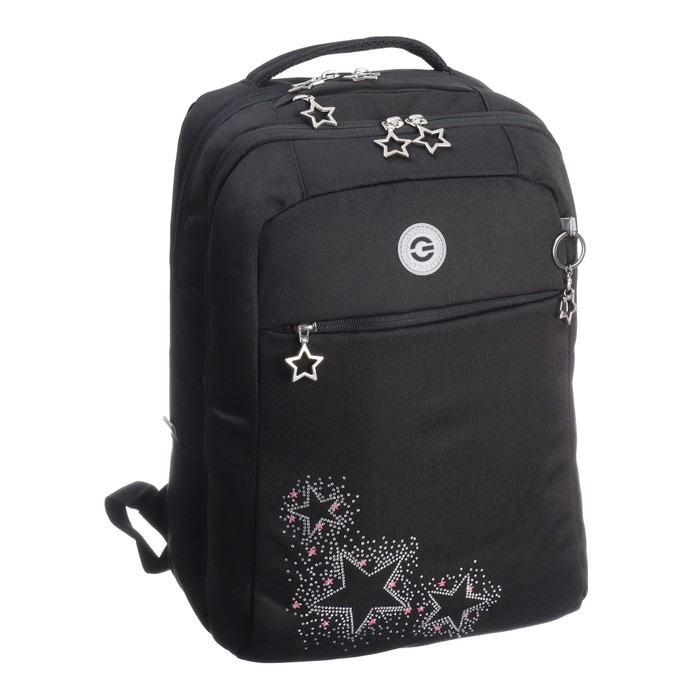 Рюкзак молодёжный 40 х 28 х 16 см, Grizzly, эргономичная спинка, отделение для ноутбука, чёрный