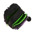 Рюкзак школьный, 39 х 30 х 19 см, Grizzly, эргономичная спинка, + брелок, чёрный/фиолетовый - Фото 11