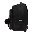 Рюкзак школьный, 39 х 30 х 19 см, Grizzly, эргономичная спинка, + брелок, чёрный/фиолетовый - Фото 4