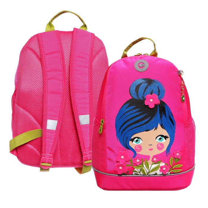 Рюкзак школьный, 38 х 28 х 18 см, Grizzly, эргономичная спинка, розовый - Фото 1