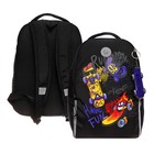 Рюкзак школьный, 38 х 29 х 16 см, Grizzly, эргономичная спинка, чёрный - фото 26013129