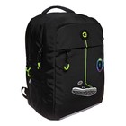 Рюкзак школьный, 39 х 26 х 19 см, Grizzly, эргономичная спинка, отделение для ноутбука, чёрный - Фото 2