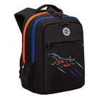 Рюкзак школьный, 39 х 26 х 19 см, Grizzly, эргономичная спинка, отделение для ноутбука, чёрный/оранжевый