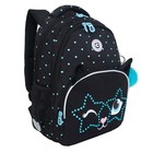 Рюкзак школьный, 40 х 27 х 20 см, Grizzly, эргономичная спинка, отделение для ноутбука, чёрный - фото 321504697