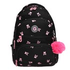 Рюкзак школьный, 39 х 30 х 20 см, Grizzly, эргономичная спинка, + брелок, чёрный - Фото 2