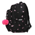 Рюкзак школьный, 39 х 30 х 20 см, Grizzly, эргономичная спинка, + брелок, чёрный - Фото 4