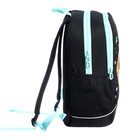Рюкзак школьный, 38 х 28 х 18 см, Grizzly, эргономичная спинка, + брелок, чёрный - Фото 4