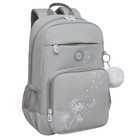 Рюкзак школьный, 40 х 25 х 13 см, Grizzly, эргономичная спинка, отделение для ноутбука, серый - фото 26013210