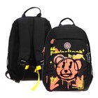 Рюкзак школьный, 40 х 25 х 13 см, Grizzly, эргономичная спинка, отделение для ноутбука, чёрный - фото 10016891