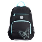 Рюкзак школьный, 40 х 25 х 13 см, Grizzly, эргономичная спинка, отделение для ноутбука, чёрный/бирюзовый - Фото 3