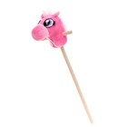 Мягкая игрушка «Конь — скакун», на палке, цвет розовый - фото 9064596
