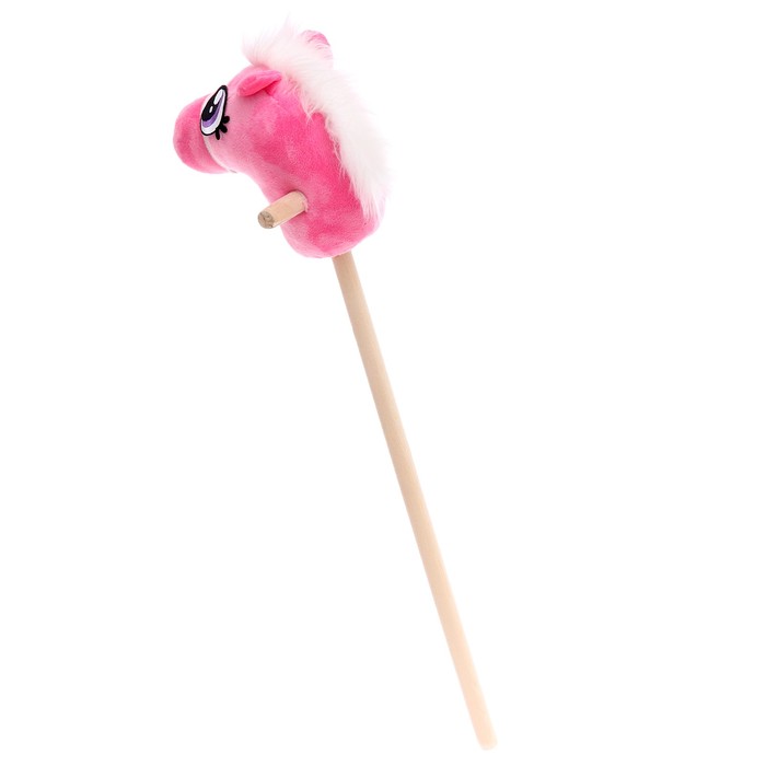 Мягкая игрушка «Конь — скакун», на палке, цвет розовый