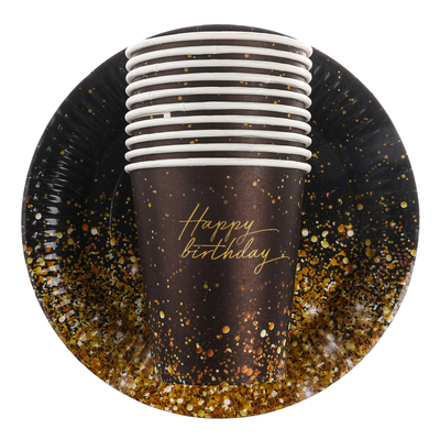 Набор бумажной посуды одноразовый «Happy»: 10 стаканов, 10 тарелок