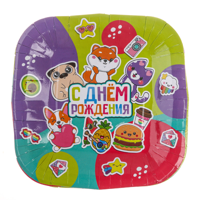 Набор бумажной посуды одноразовый «Стикер др»: 10 стаканов, 10 тарелок