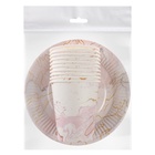 Набор бумажной посуды одноразовый «Мрамор»: 10 стаканов, 10 тарелок - фото 30810790