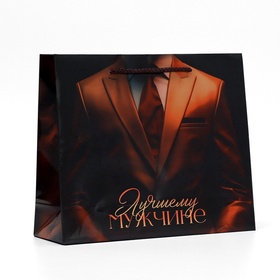 Пакет подарочный ламинированный, упаковка, «Лучшему мужчине», ML, 25?21?8 см (комплект 2 шт)