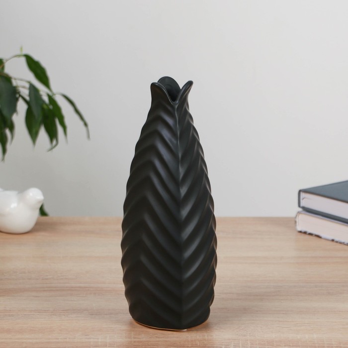 Ваза керамика настольная "Гарнет" 24 см, чёрный - Фото 1