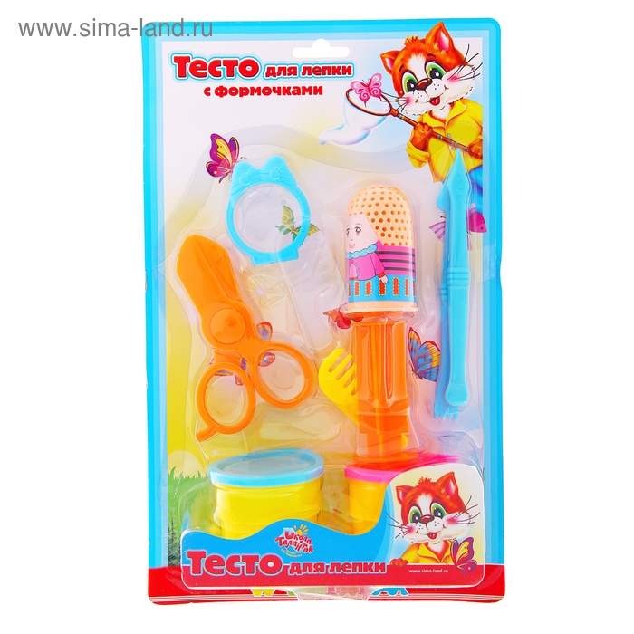 Тесто для лепки 2 цвета по 50 г в банке + 6 предметов - Фото 1