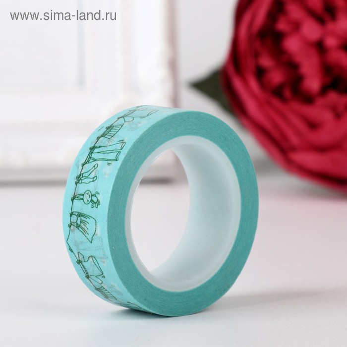 Клейкая лента декоративная бумажная "Прачечная" 1,5 см, длина 10 метров - Фото 1