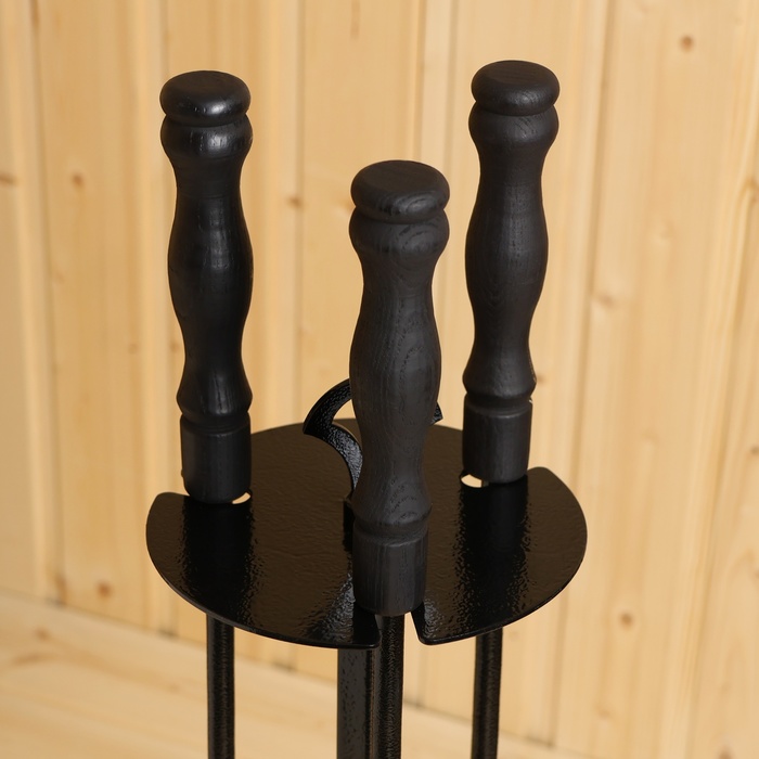 Набор каминный (совок, кочерга, щетка) деревянные ручки цвет черный 730*200*200