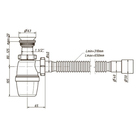 Сифон для раковины ORIO А-72059, с пластиковым выпуском 1 1/2"х40 мм, с гофрой 40х40/50 мм - фото 24039315
