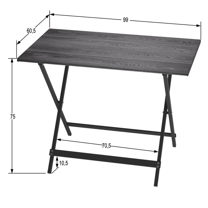 Стол складной «Лаундж», 990×605×750 мм, цвет ДПК серый / каркас металл чёрный матовый - фото 1909615894
