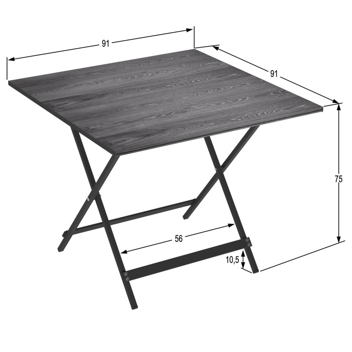 Стол складной «Лаундж квадро», 910×910×750 мм, ДПК серый / каркас металл чёрный матовый - фото 1909615900