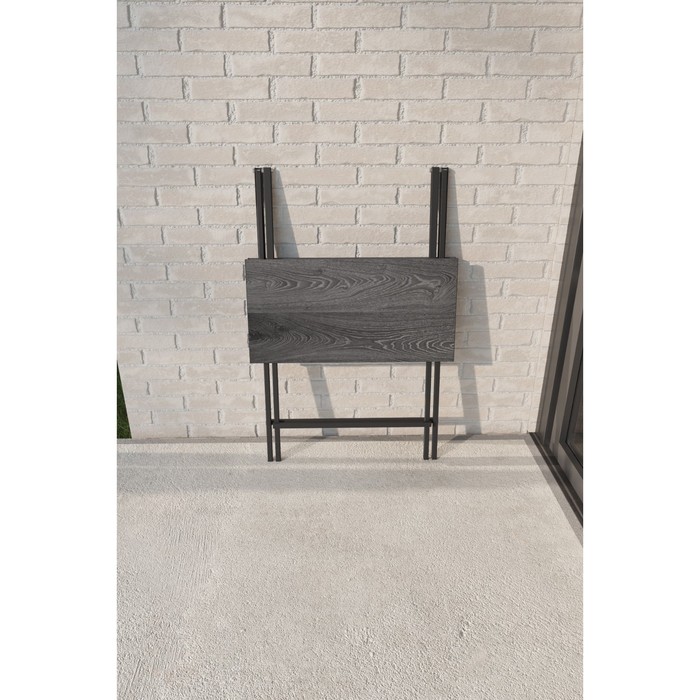 Стол складной «Лаундж лайт», 605×605×750 мм, ДПК серый / каркас металл чёрный матовый - фото 1909615905