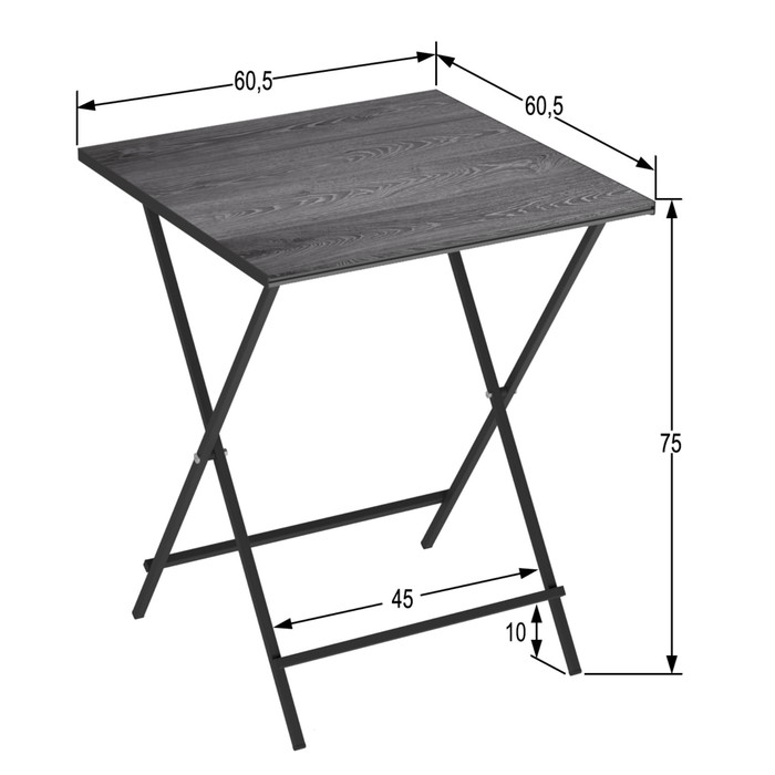 Стол складной «Лаундж лайт», 605×605×750 мм, ДПК серый / каркас металл чёрный матовый - фото 1909615906