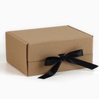 Коробка подарочная складная, упаковка, «Крафт, чёрная лента», 22 х 16.5 х 10 см - Фото 2