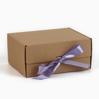 Коробка подарочная складная, упаковка, «Крафт, лавандовая лента», 22 х 16.5 х 10 см - Фото 3
