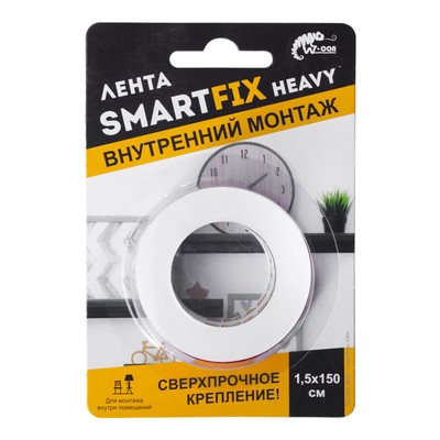 Лента двусторонняя SmartFix SFV1515T, на вспененной основе, прозрачная, 15 мм х 1.5 м