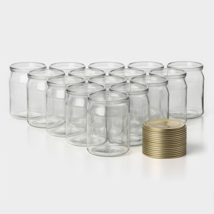 Набор стеклянных банок с крышкой Доляна, СКО-82 мм, 0,5 л, 15 штук - Фото 1