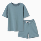 Костюм детский (футболка,шорты), цвет бирюза, рост 104 - фото 12230497