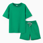 Костюм детский (футболка,шорты), цвет зеленый, рост 98 - фото 321552974