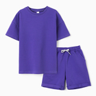 Костюм детский (футболка,шорты), цвет фиолетовый, рост 98 - фото 321553079