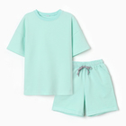 Костюм детский (футболка,шорты), цвет олива, рост 98 - фото 26412006