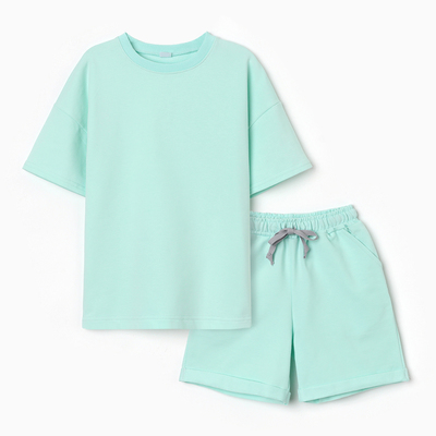 Костюм детский (футболка,шорты), цвет олива, рост 98