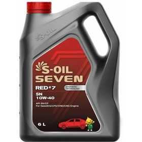 Автомобильное масло S-OIL 7 RED #7 SN 10W-40 полусинтетика, 6 л