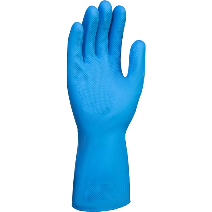 Перчатки DOG LH040 латексные хозяйственные с х/б напылением синие размер 10(XL) - Фото 1