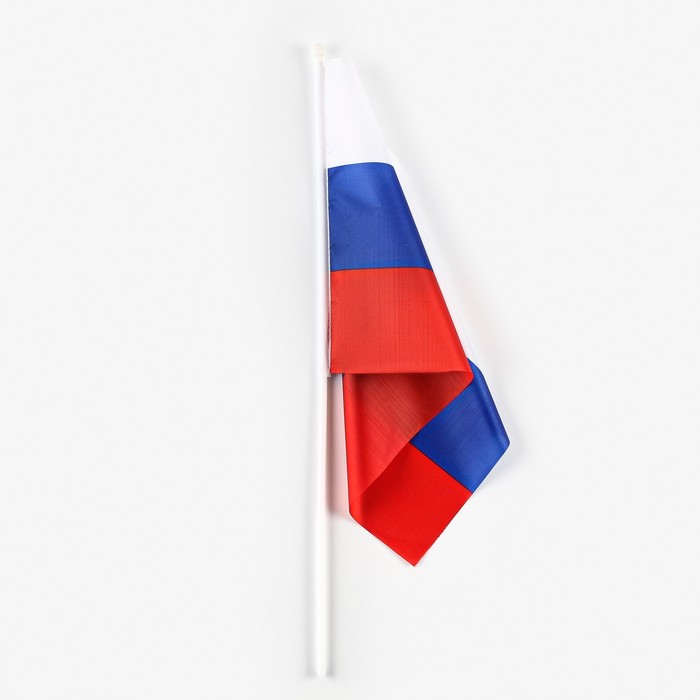 Флаг России, 30 х 45 см, шток 60 см, полиэфирный шёлк  412818, набор 12 шт