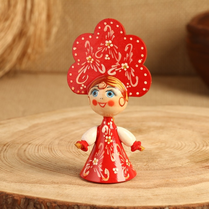Сувенир "Кукла в красном платье", дерево, микс