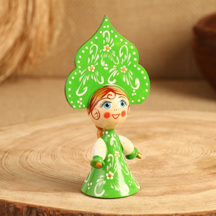 Сувенир "Кукла в зелёном платье", дерево, микс - фото 1884623027